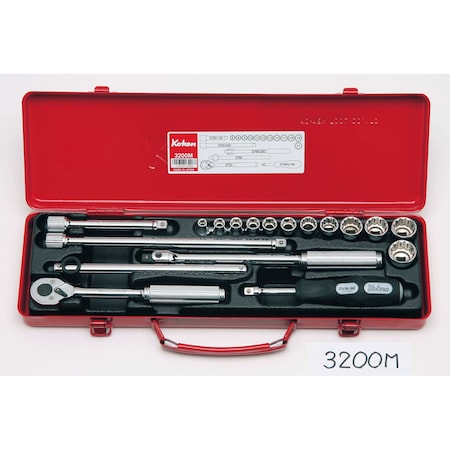 Ko-Ken Socket set 6, 12 Point 18 pieces 3/8 Sq. Drive, 3200M 3200M